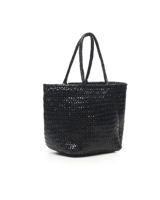 Dragon Diffusion Black Handgewebte Ledertasche, Schwarz