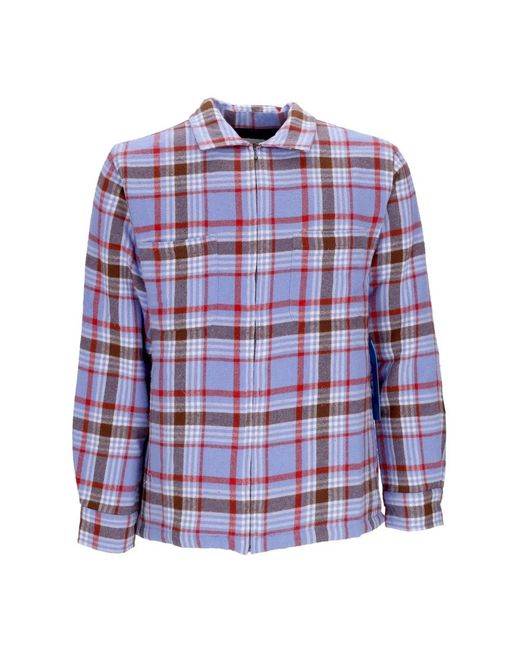 Obey Overhemden ,Veelkleurig ,Katoen Gewatteerd Shirtjack Digitaal Multi in het Blue voor heren
