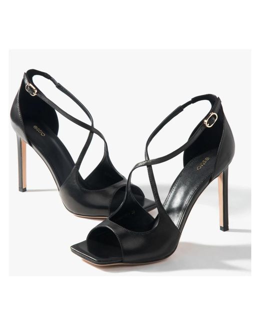 ESTRO Black High Heel Sandals