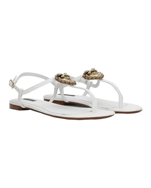 Dolce & Gabbana White Flat Sandals