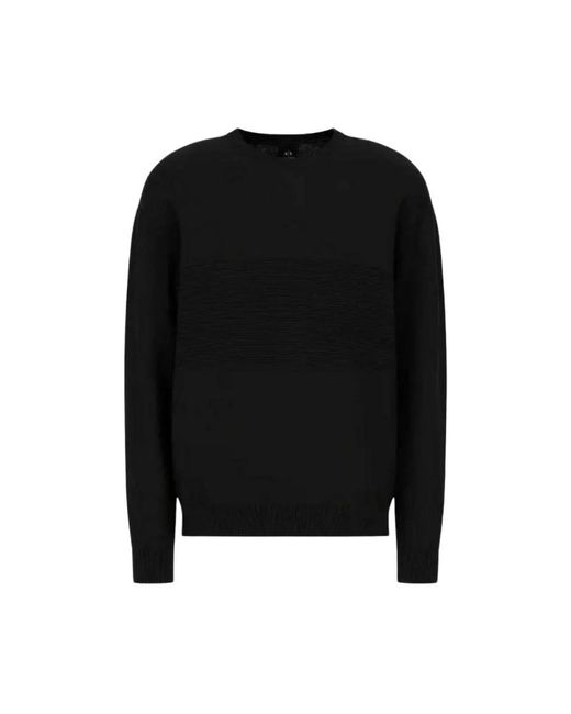 ARMANI EXCHANGE Black Round-Neck Knitwear for men