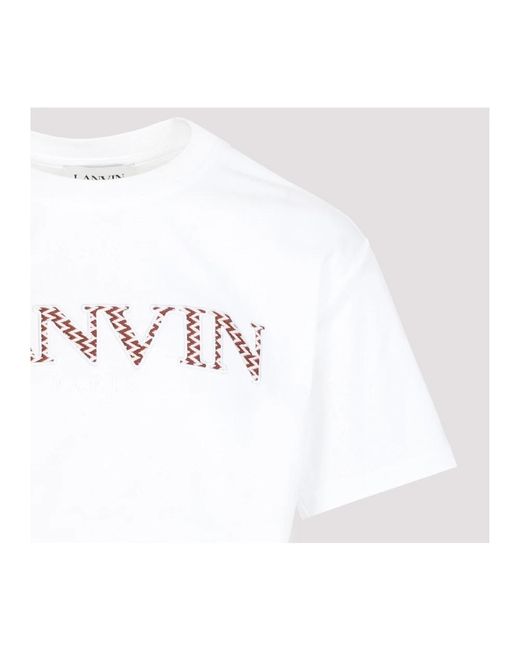 Lanvin White Weiße baumwollbestickte crop-t-shirt