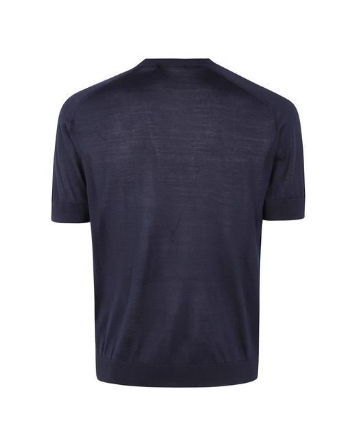 Moorer Korte Mouw Sweater in het Blue voor heren