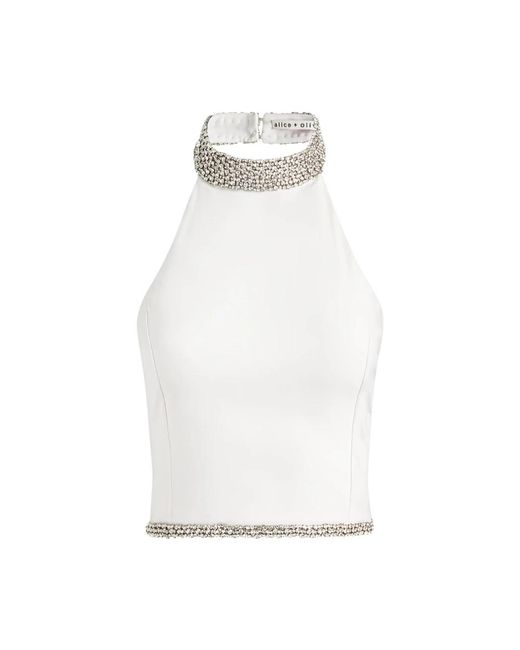 Alice + Olivia White Sleeveless Tops