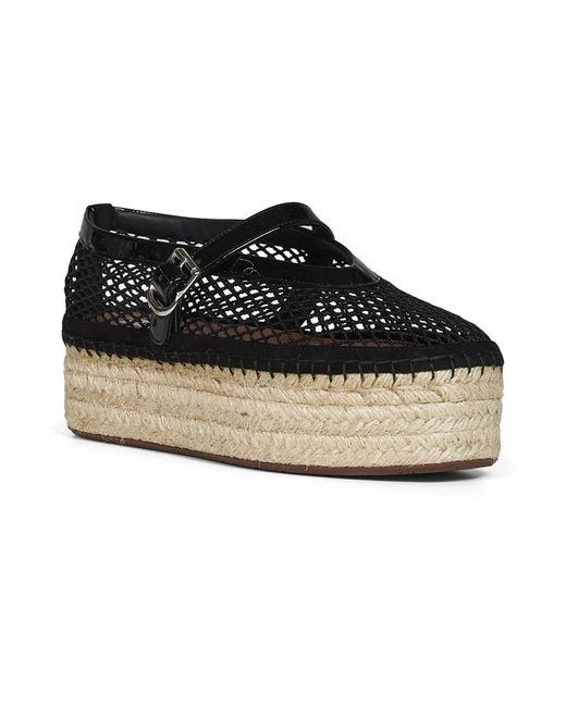 Alaïa Black Espadrilles Aus Netzstoff Und Lackleder
