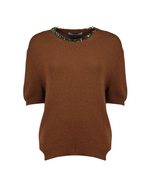 Prada Brown Round-Neck Knitwear