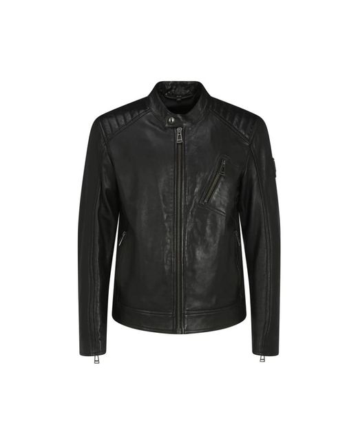 Belstaff Black Leather Jackets for men