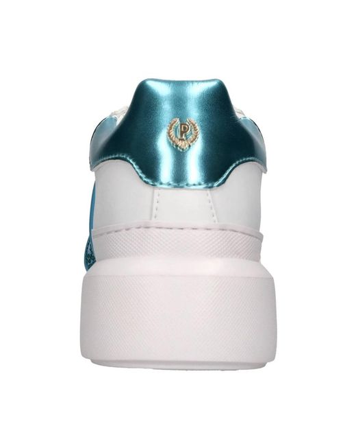 Pollini Schoenen ,Wit ,Leer Sneakers Wit in het Blue