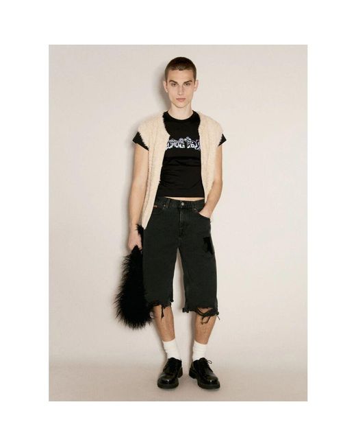 Martine Rose Fuzzy Zip-Up Gilet in Natural für Herren