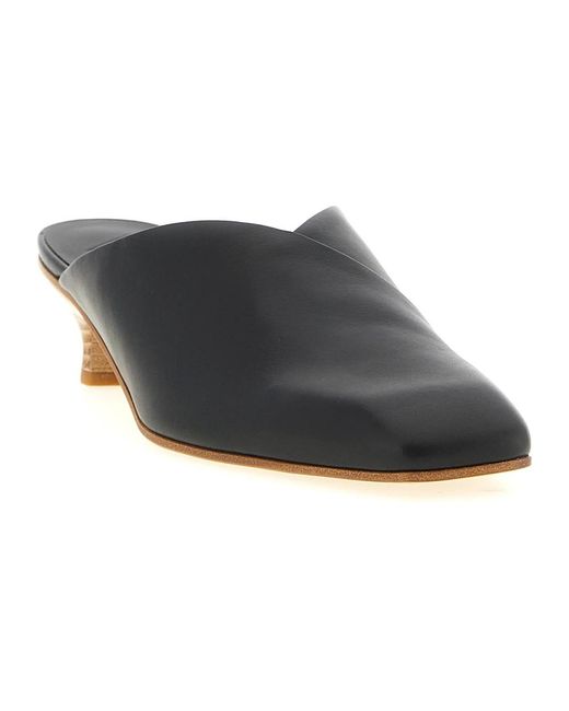 Vicini Black Heeled Mules