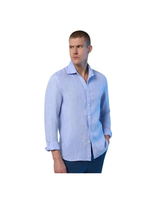 Colletto francese camicia in lino puro di North Sails in Blue da Uomo