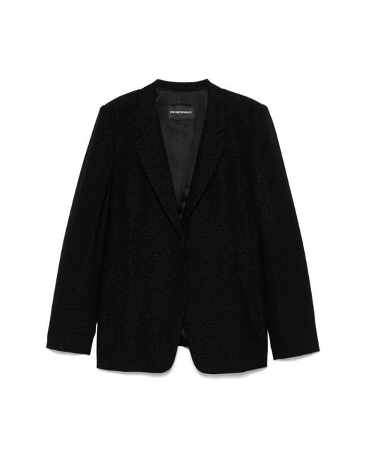 Emporio Armani Black Schwarze Knopfjacke Mit Schulterpolstern