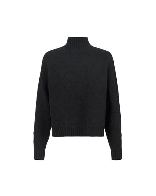 Elisabetta Franchi Black Schwarzer Rollkragenpullover Mit Diamantmuster