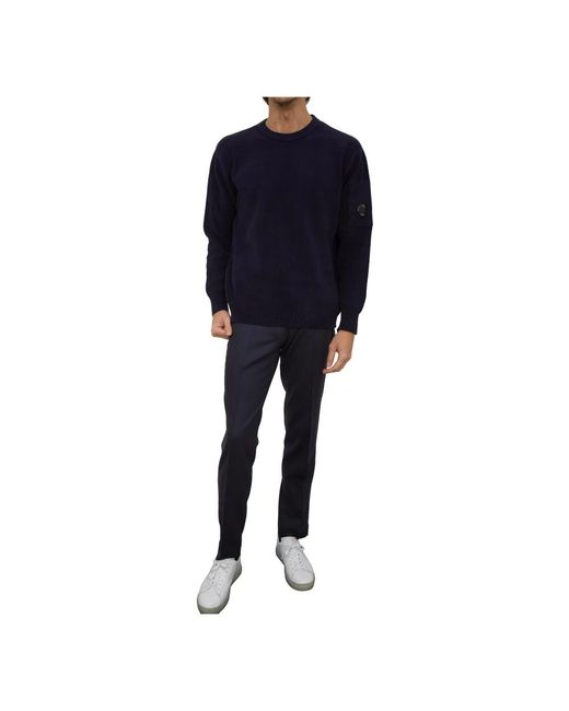 C P Company Blue Round-Neck Knitwear for men