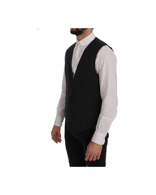 Dolce & Gabbana Black Waistcoats for men