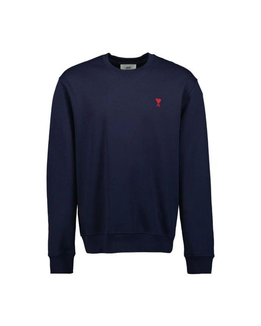 AMI Hoodies & Sweatvesten ,Blauw ,Katoen Ami De Coeur Sweatshirt in het Blue voor heren