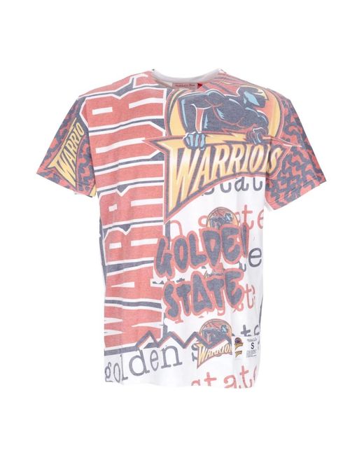 Mitchell & Ness Tops ,Veelkleurig ,Katoen Nba Jumbotron 2.0 Tee Wit in het Pink voor heren