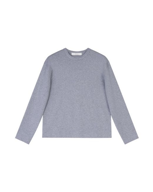 Long Sleeve Tops Tela de color Blue