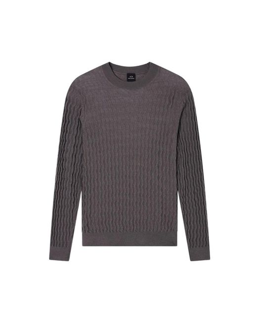 ARMANI EXCHANGE Gray Round-Neck Knitwear for men