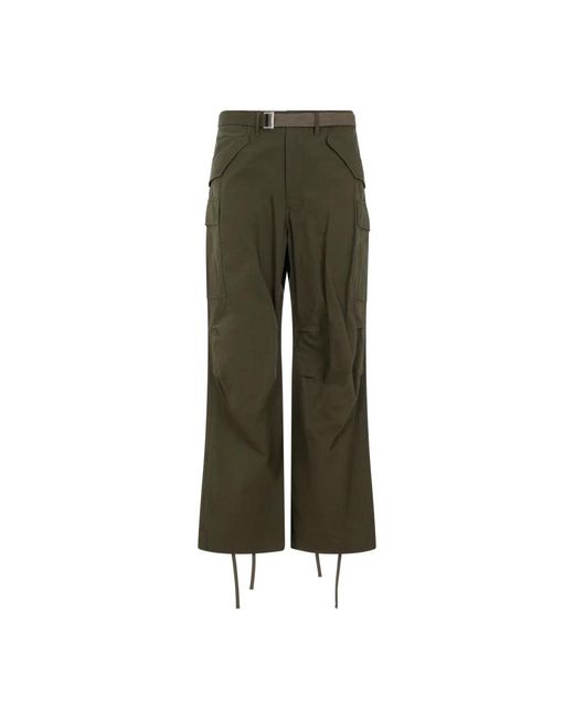 Sacai Green Straight Trousers for men