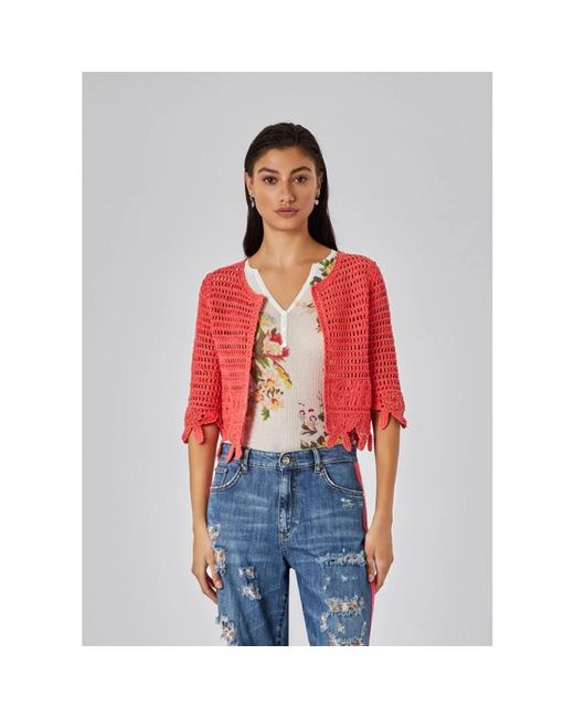 Blugirl Blumarine Truien & Vesten ,Oranje ,Stijlvolle Cardigan Voor Vrouwen in het Red
