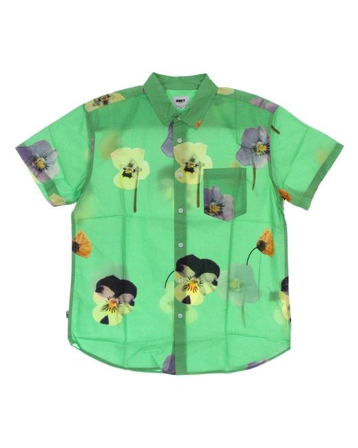 Obey Grün Multi Gewebtes Kurzarmhemd in Green für Herren