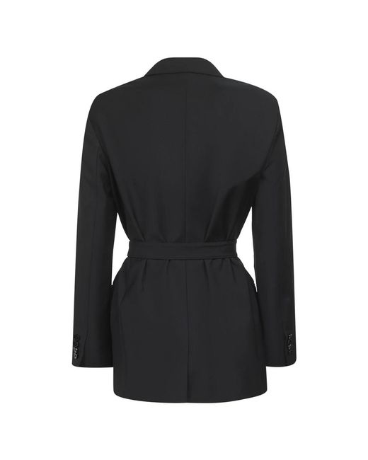 Max Mara Jassen ,Zwart ,Wol Zwarte Wollen Jas Peak Revers in het Black