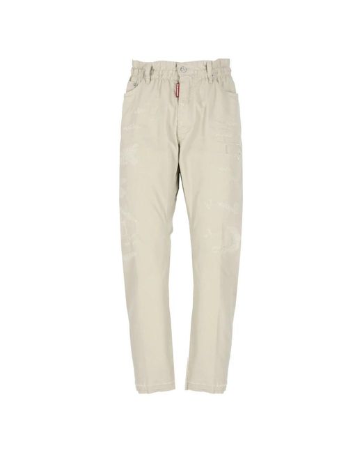 Cropped Trousers di DSquared² in Natural da Uomo