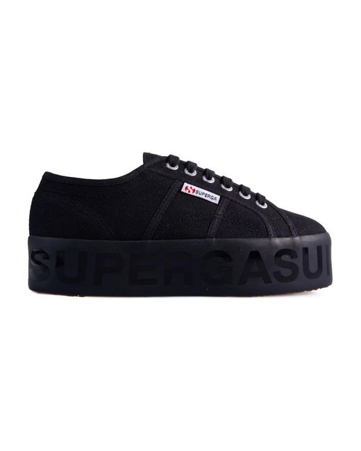 Superga Black 2790 glänzende gedruckte Plattform