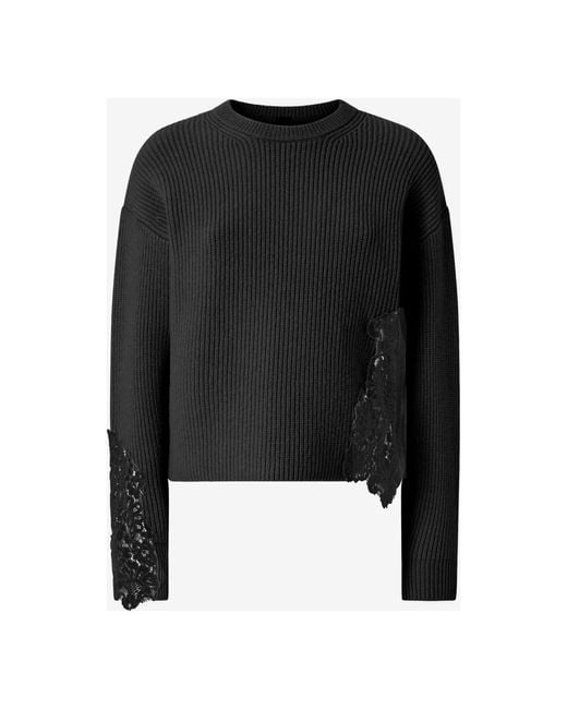 Pinko Zwarte Wollen Blend Trui Met Ronde Hals in het Black