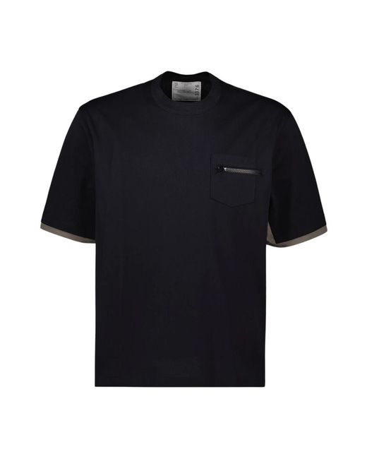 Sacai Taschen t-shirt, kurzarm, bicolor design in Black für Herren