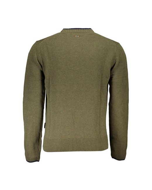 Maglione verde a maniche lunghe con ricamo di Napapijri in Green da Uomo