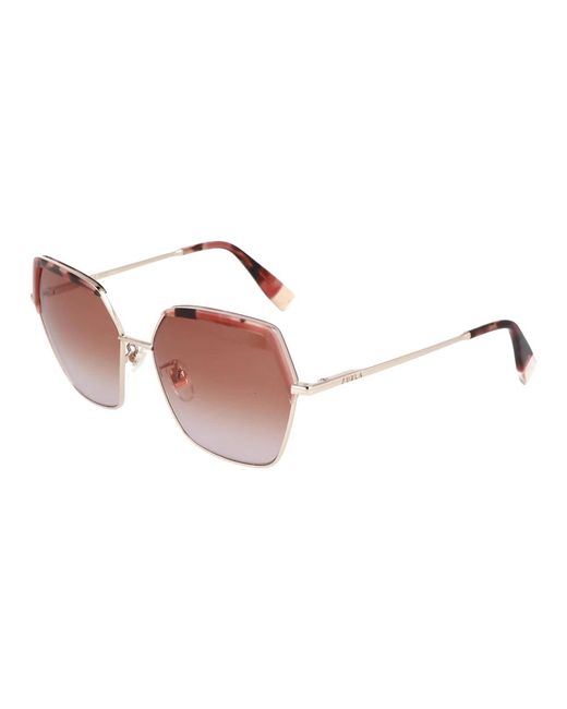 Furla Pink Unregelmäßige metallrahmen sonnenbrille