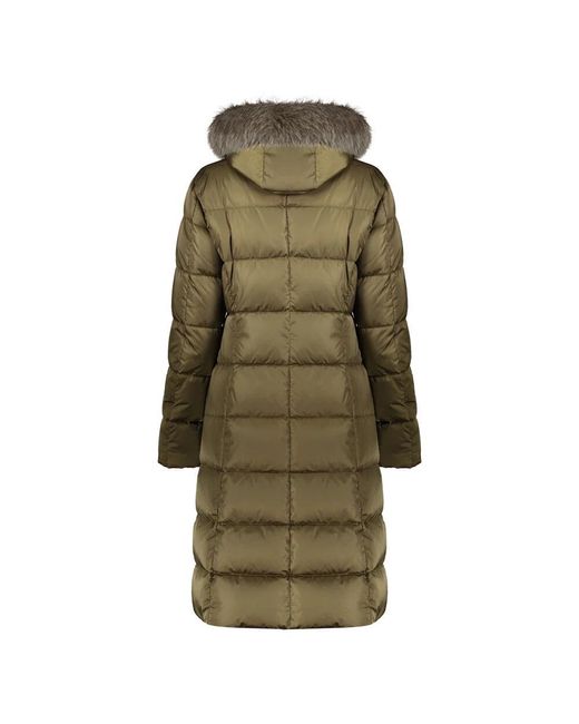 Herno Green Daunenjacke mit abnehmbarem pelzbesatz