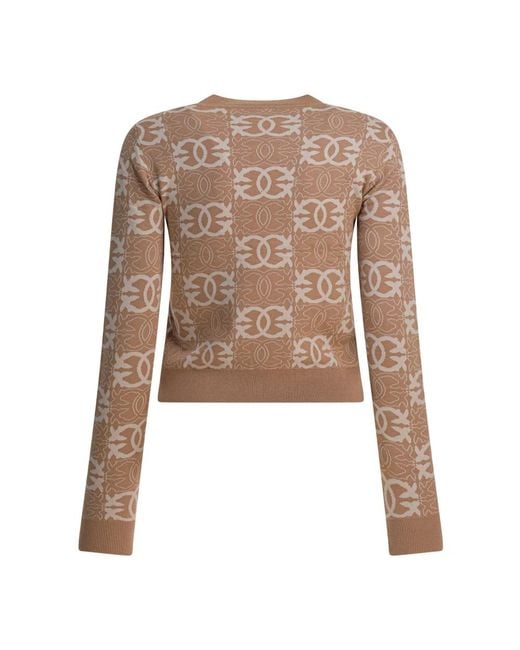 Round-Neck Knitwear Pinko de color Brown