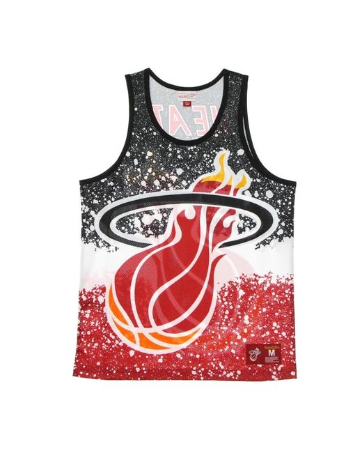 Mitchell & Ness Fitness ,Veelkleurig ,Polyester Miami Heat Basketbal Tanktop in het Red voor heren