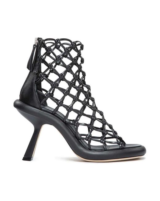 Vic Matié Black Schwarze ledergeflochtene sandale-40