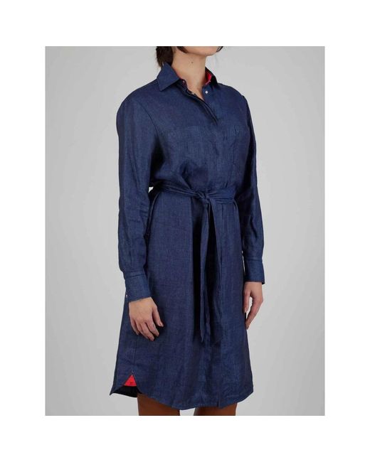 Kiton Button-Clip Linnen Overhemd in het Blue