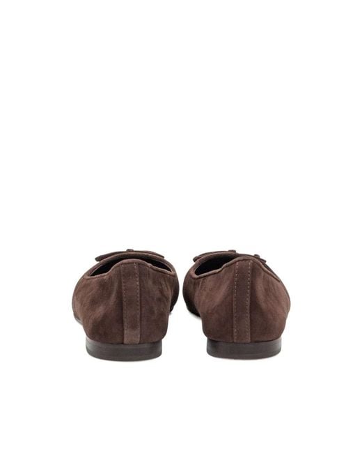 Tory Burch Brown Suede Ballet Flats With Cap Toe