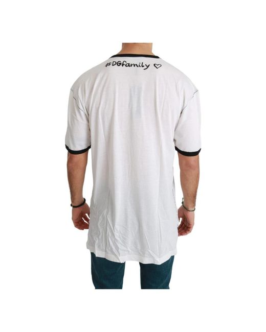 Dolce & Gabbana Weißes print baumwoll t-shirt in White für Herren