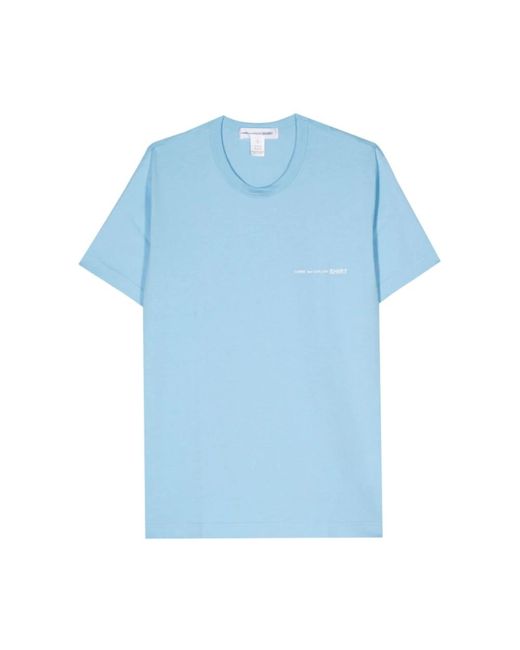 T-shirt in cotone con stampa logo in azzurro cielo di Comme des Garçons in Blue da Uomo