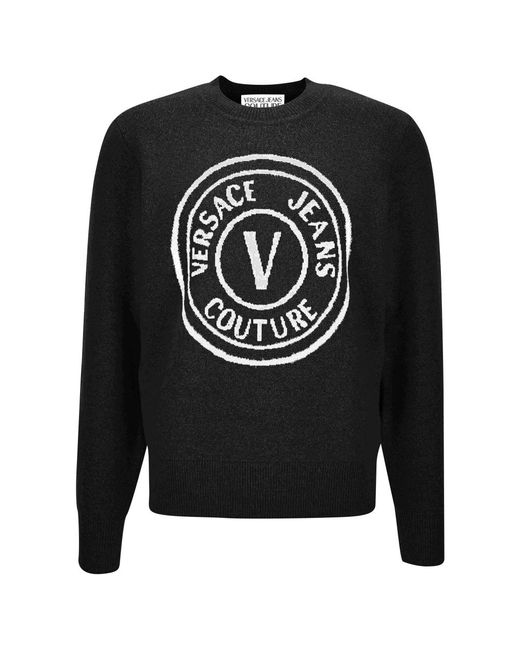 Versace Jeans Couture Men's Gray Round-Neck Knitwear