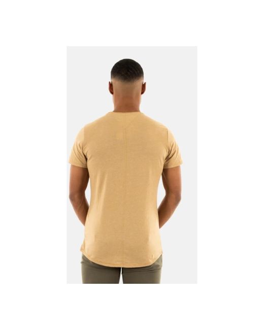 Tommy Hilfiger Eng anliegendes t-shirt mit besticktem logo in Natural für Herren