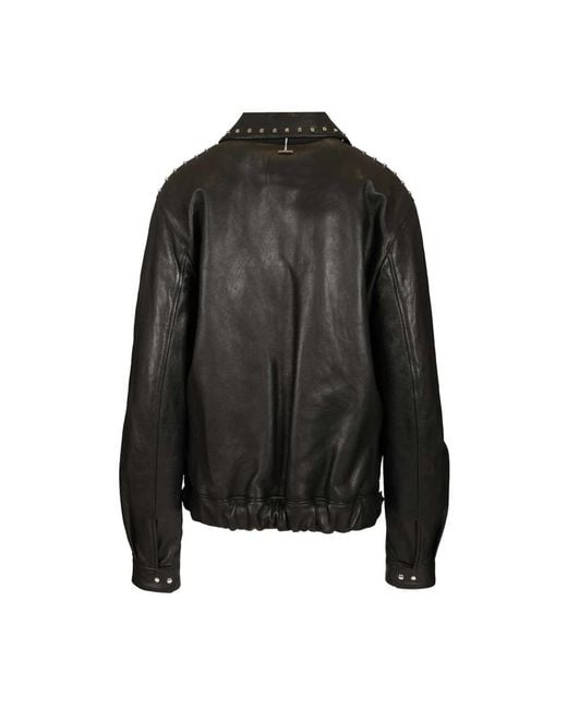 McQueen Black Leather Jackets for men