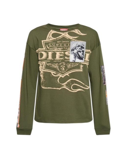 DIESEL T-shirt t-boxt-ls-slits-r5 in Green für Herren