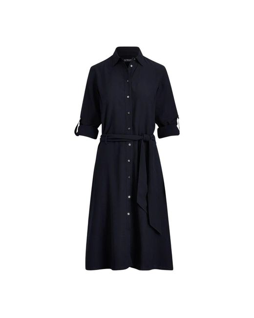 Ralph Lauren Blue Karalynn Langarm Casual Kleid