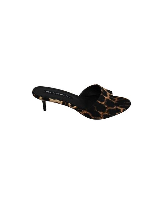 TWENTYFOUR Black Heeled Mules