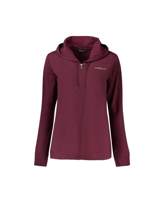 Freddy Hoodies & Sweatvesten ,Rood ,Katoen Katoenen Sweatshirt in het Purple
