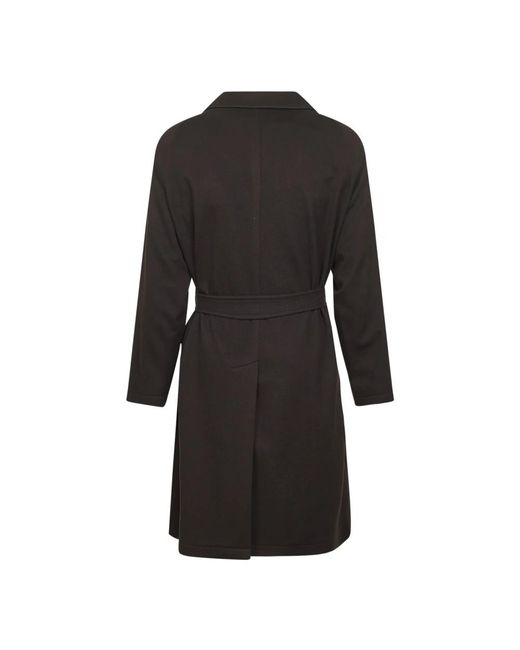 Tagliatore Black Belted Coats for men