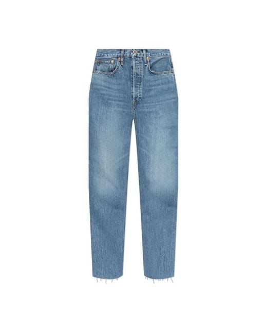 Re/done Jeans ,Blauw ,Katoen 70S Stove Pipe Jean in het Blue